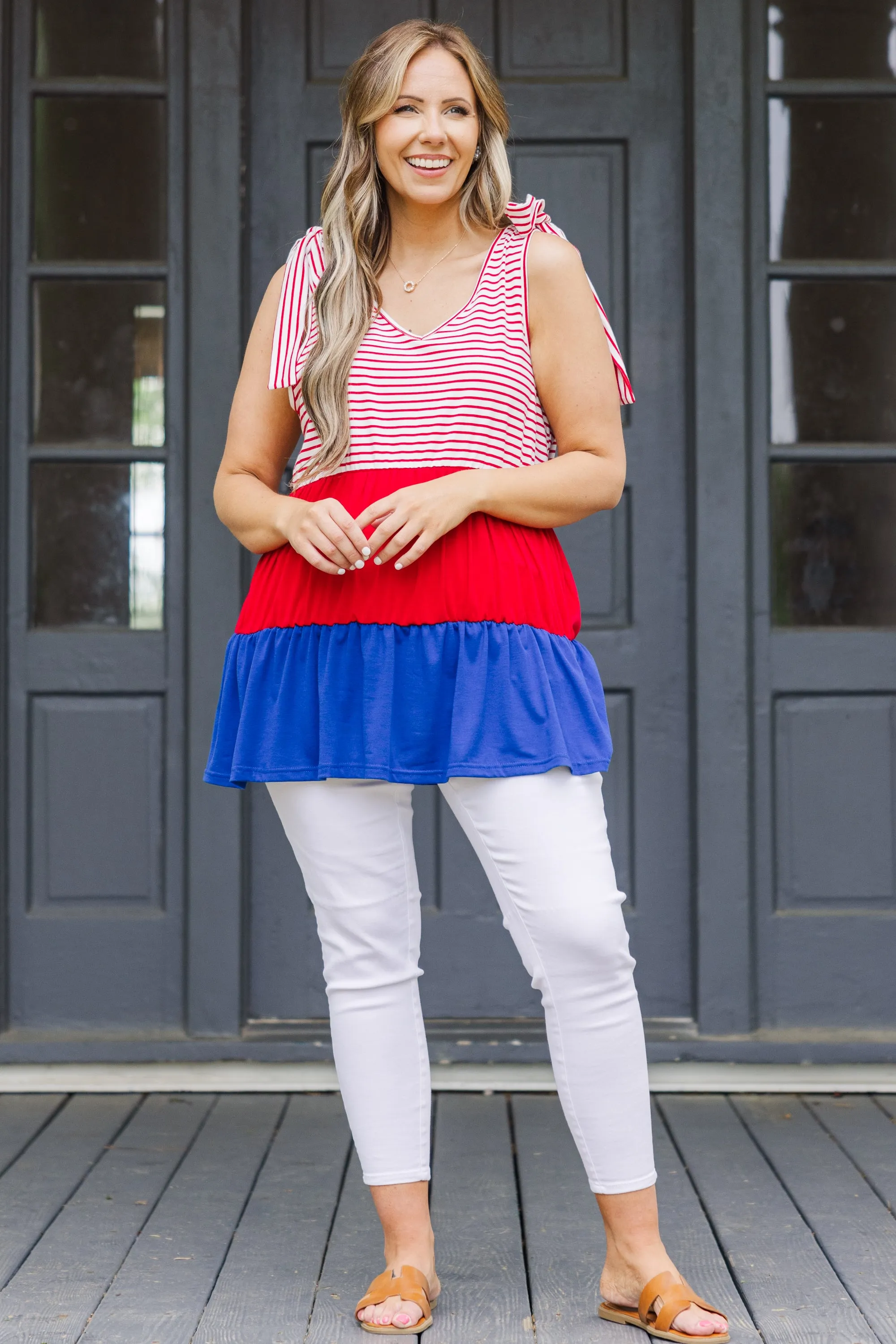 Sweet Patriot Top, Red Stripe