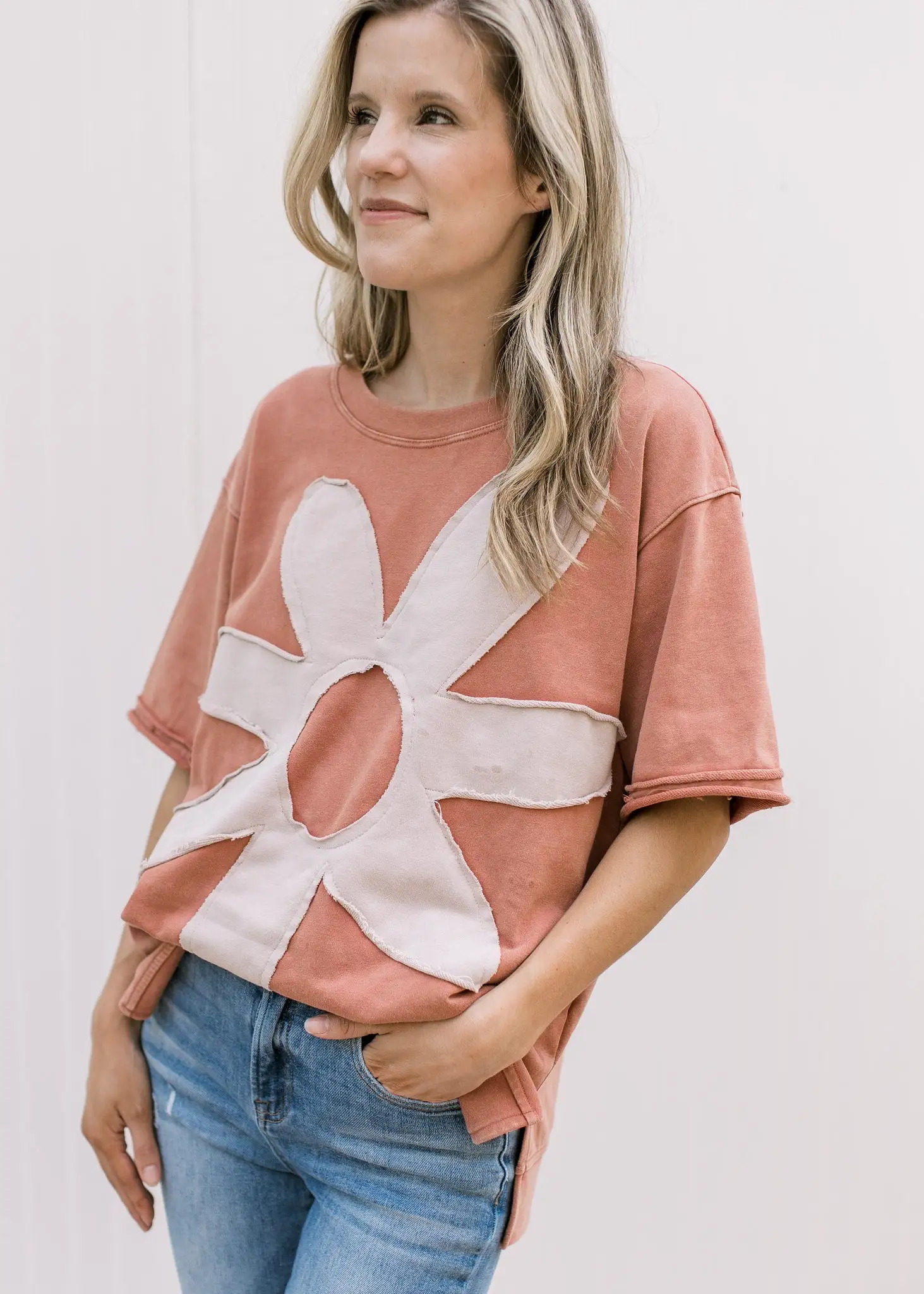 Taupe Flower Top