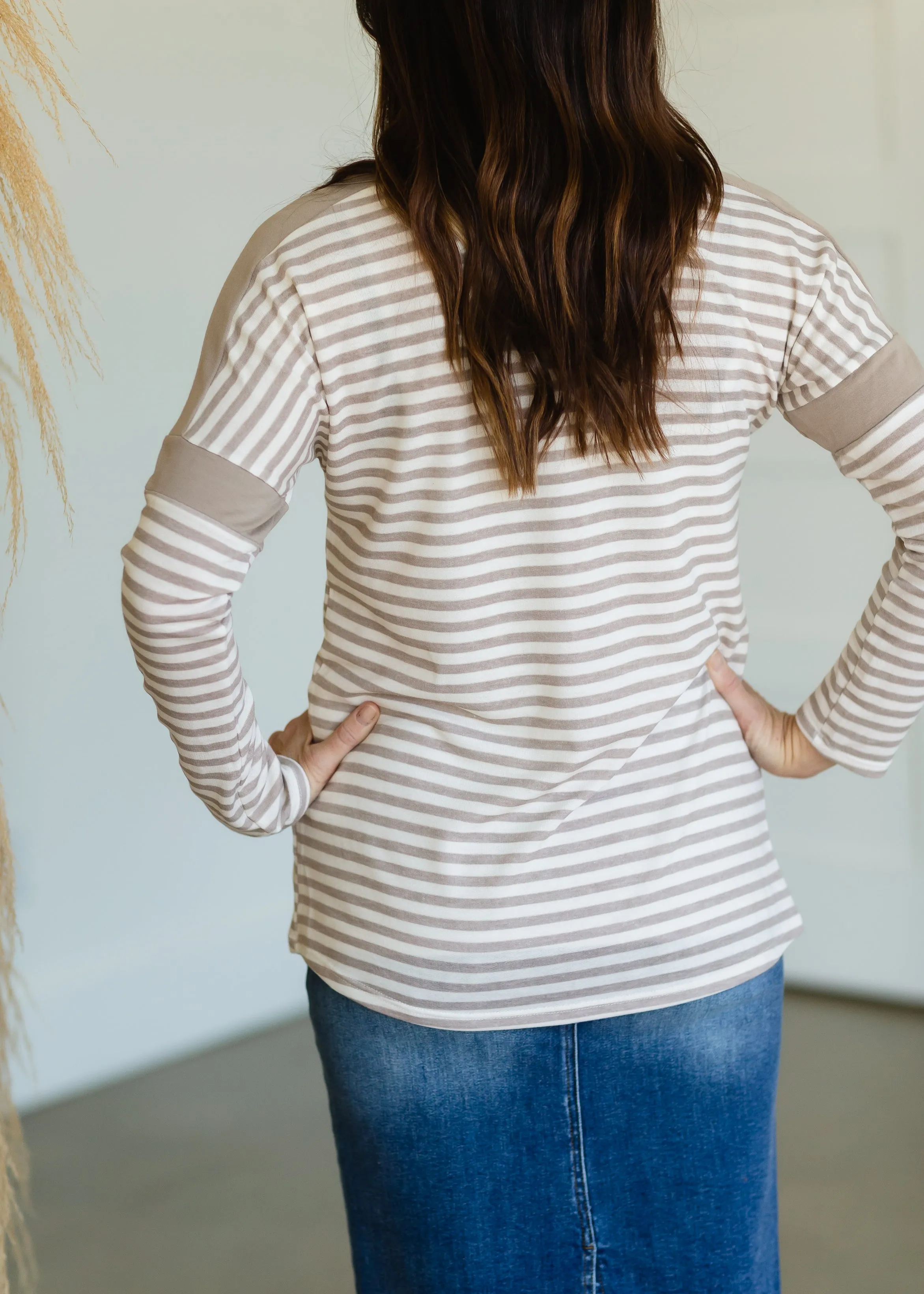 Taupe French Terry Long Sleeve Top - FINAL SALE