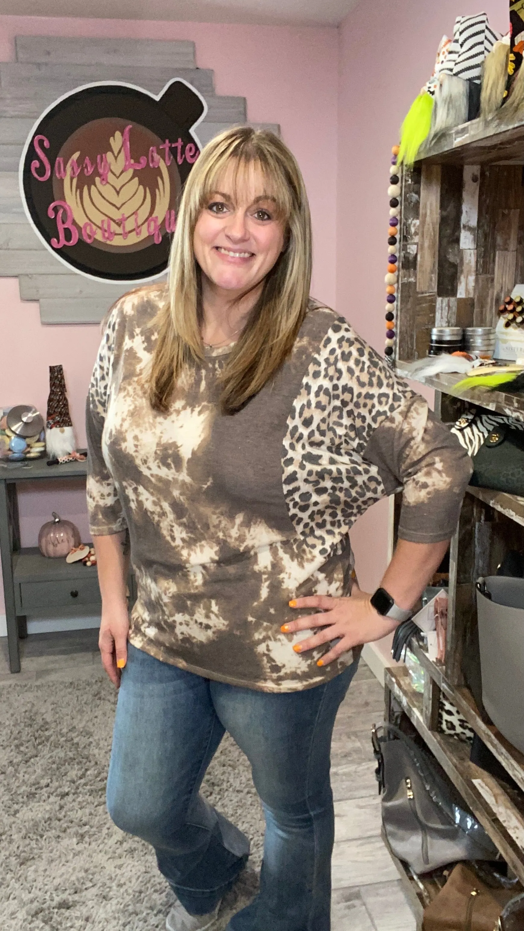 Taupe Leopard Top