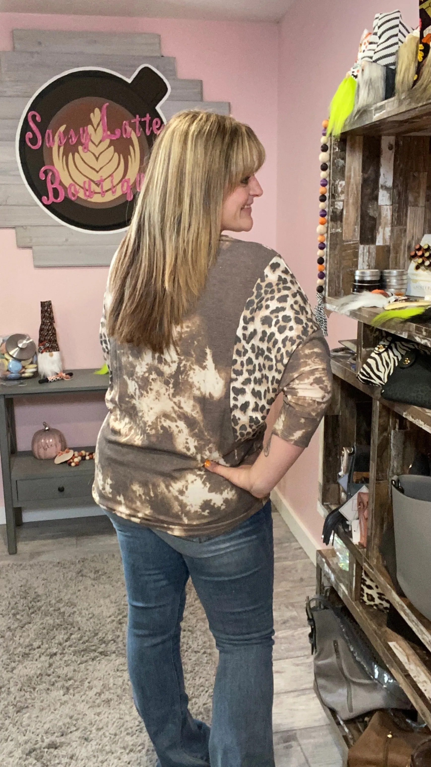 Taupe Leopard Top