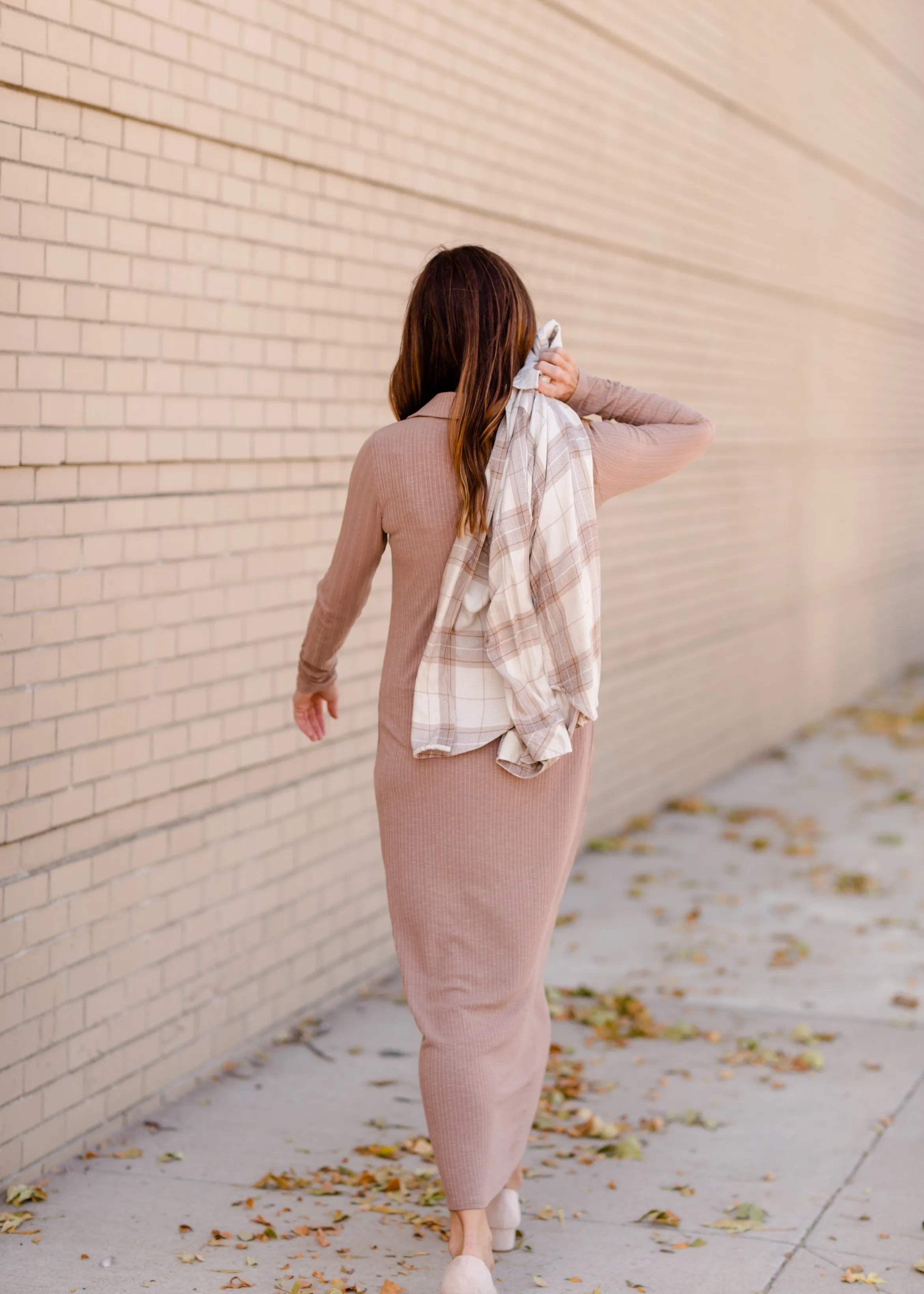 Taupe Plaid Button Front Flannel Top - FINAL SALE