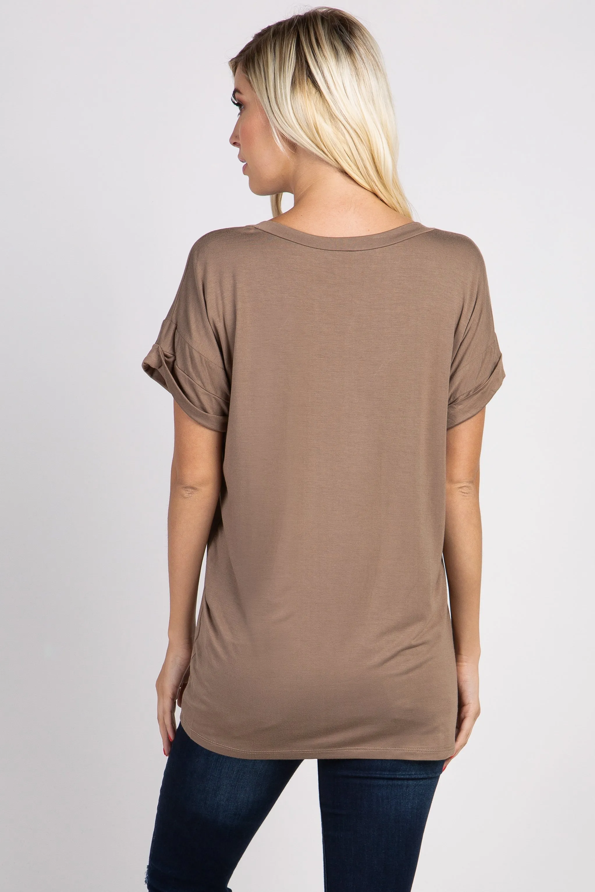 Taupe Solid Pocket Top