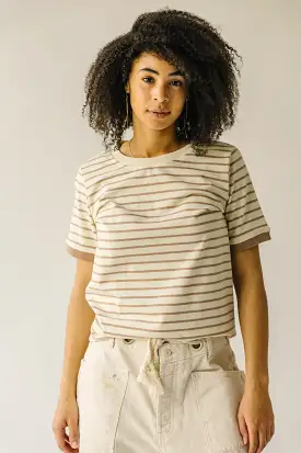 The Barnaby Striped Knit Tee in Ivory + Taupe