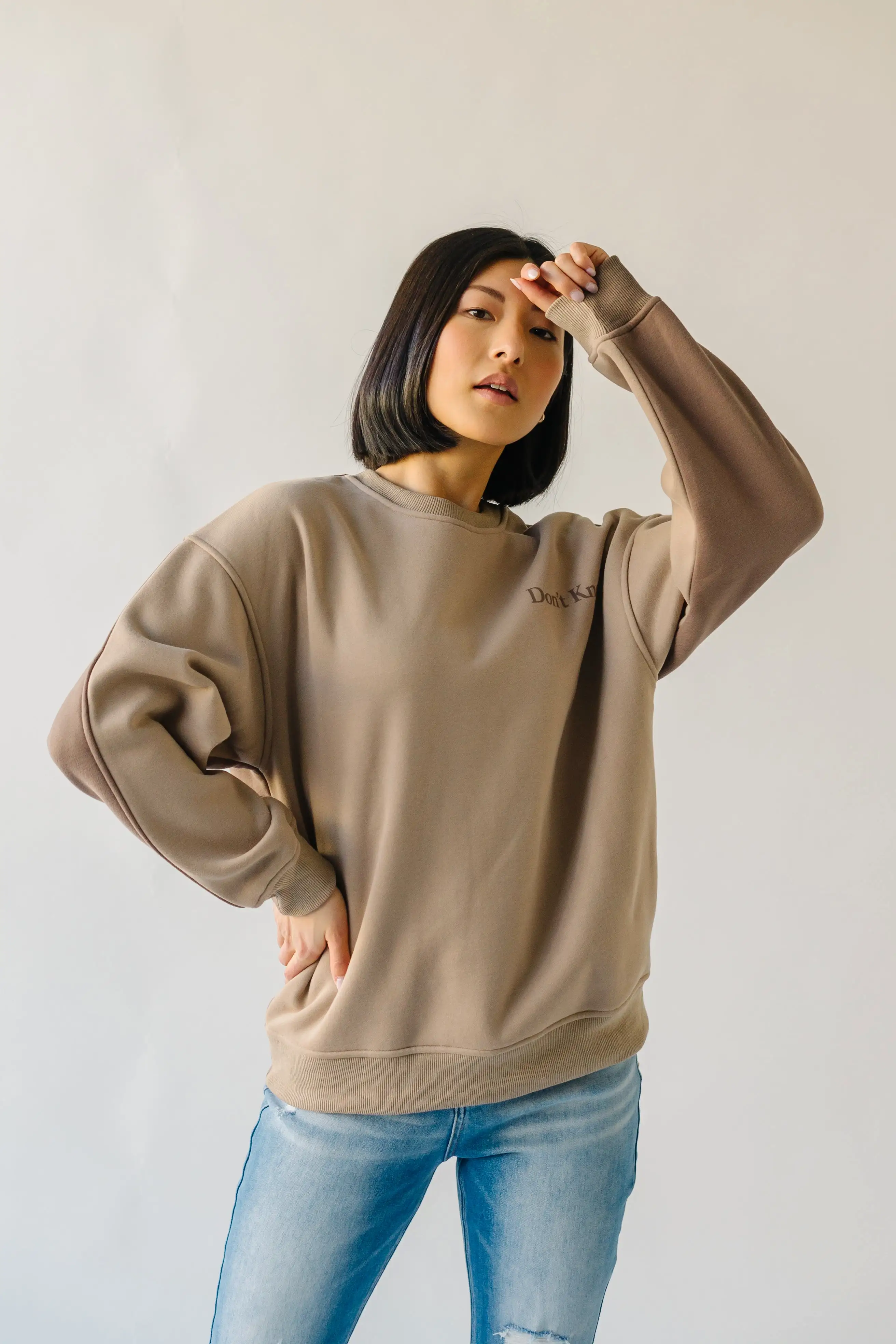 The Don't Know, Don't Care Pullover in Taupe