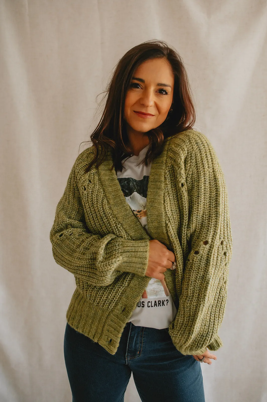 The Oaks Cardigan - Guacamole - PLUS