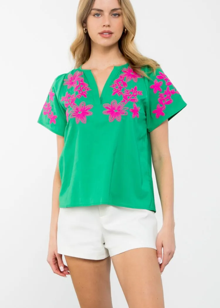 THML Delilah S/S Embroidered Top