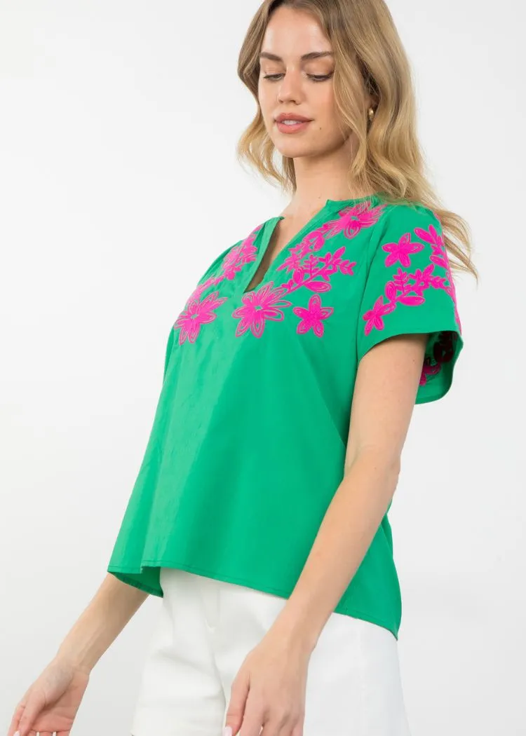 THML Delilah S/S Embroidered Top