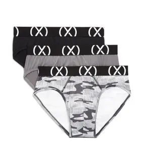 Three-Pack (X) Sport No-Show Brief in Multicolor Gray