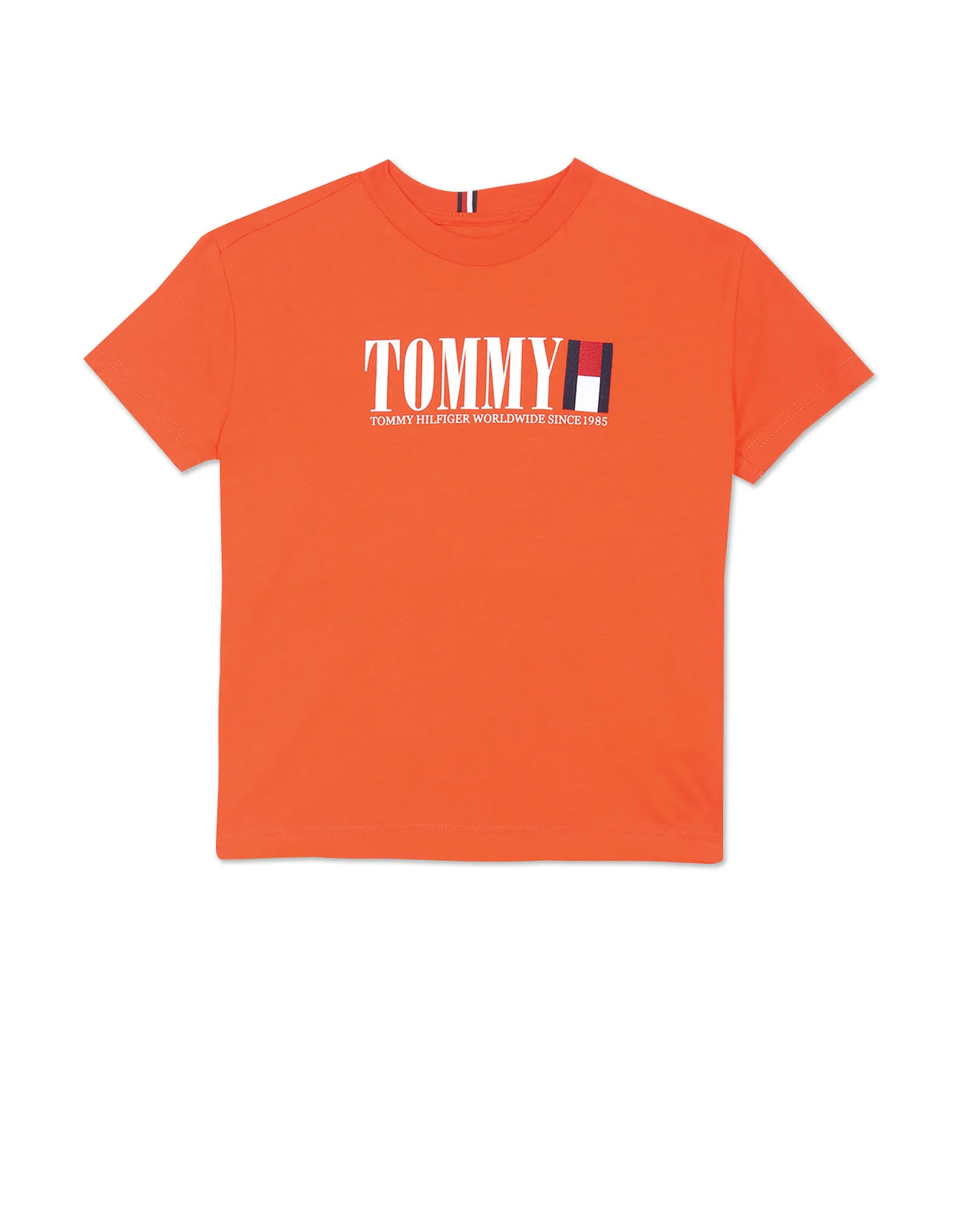 Tommy Hilfiger Kids Boys Orange Brand Print Pure Cotton T-Shirt