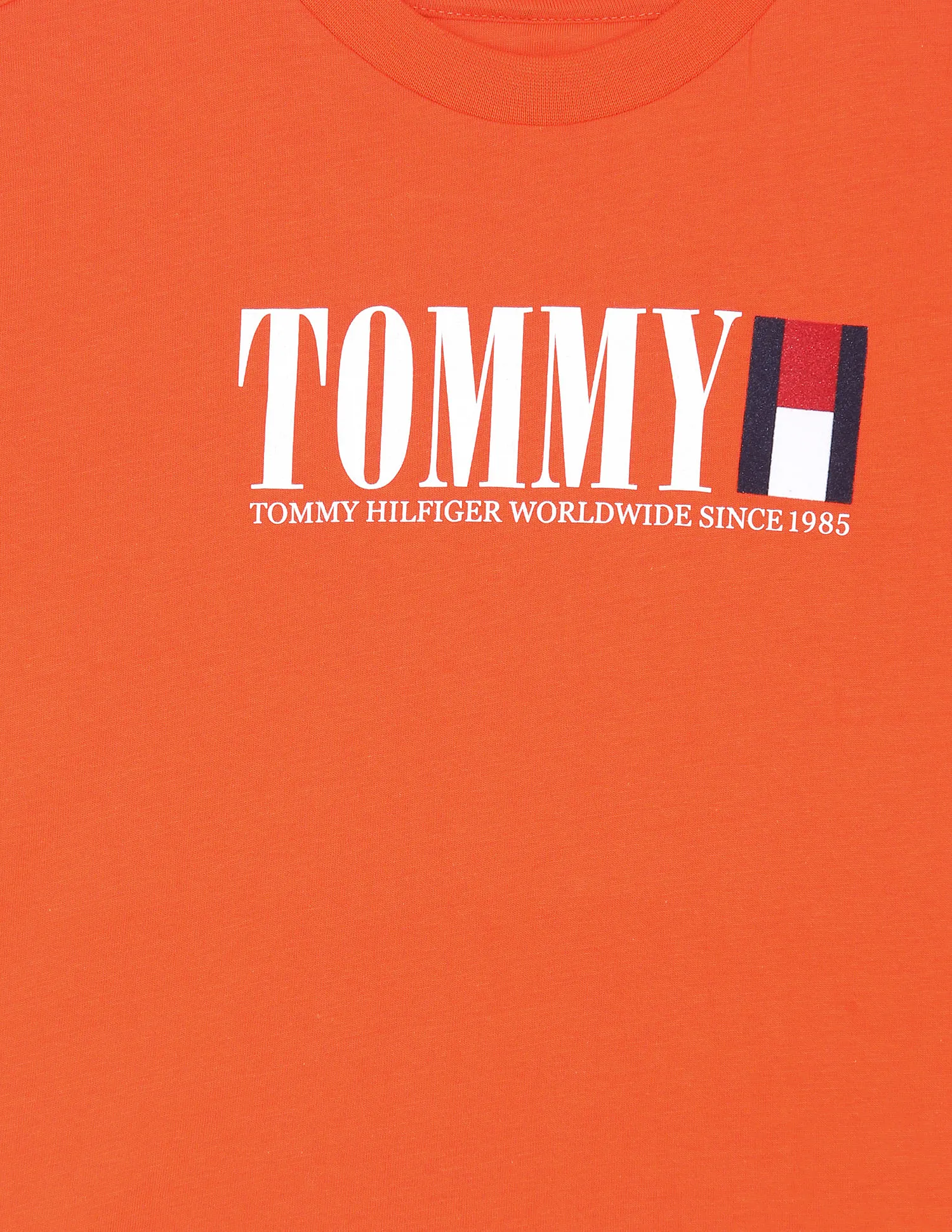 Tommy Hilfiger Kids Boys Orange Brand Print Pure Cotton T-Shirt