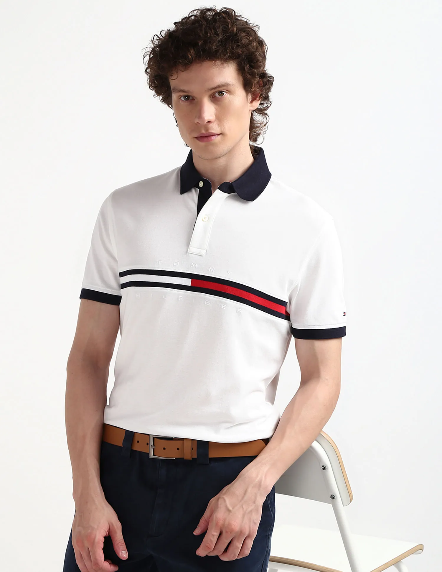 Tommy Hilfiger Pure Cotton Stripe Polo Shirt