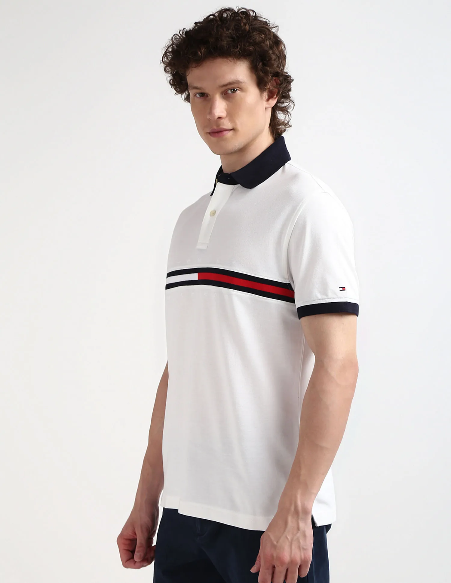 Tommy Hilfiger Pure Cotton Stripe Polo Shirt