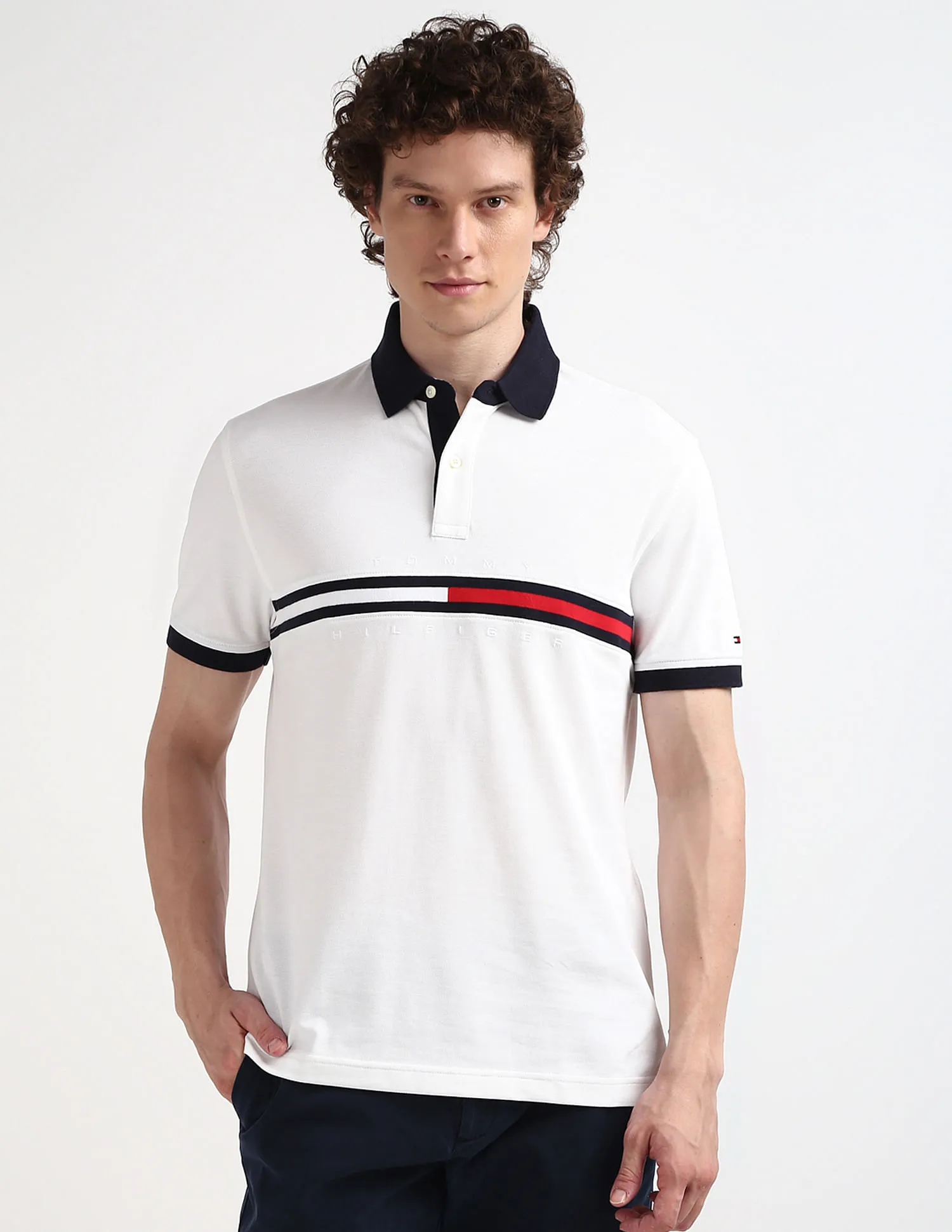 Tommy Hilfiger Pure Cotton Stripe Polo Shirt