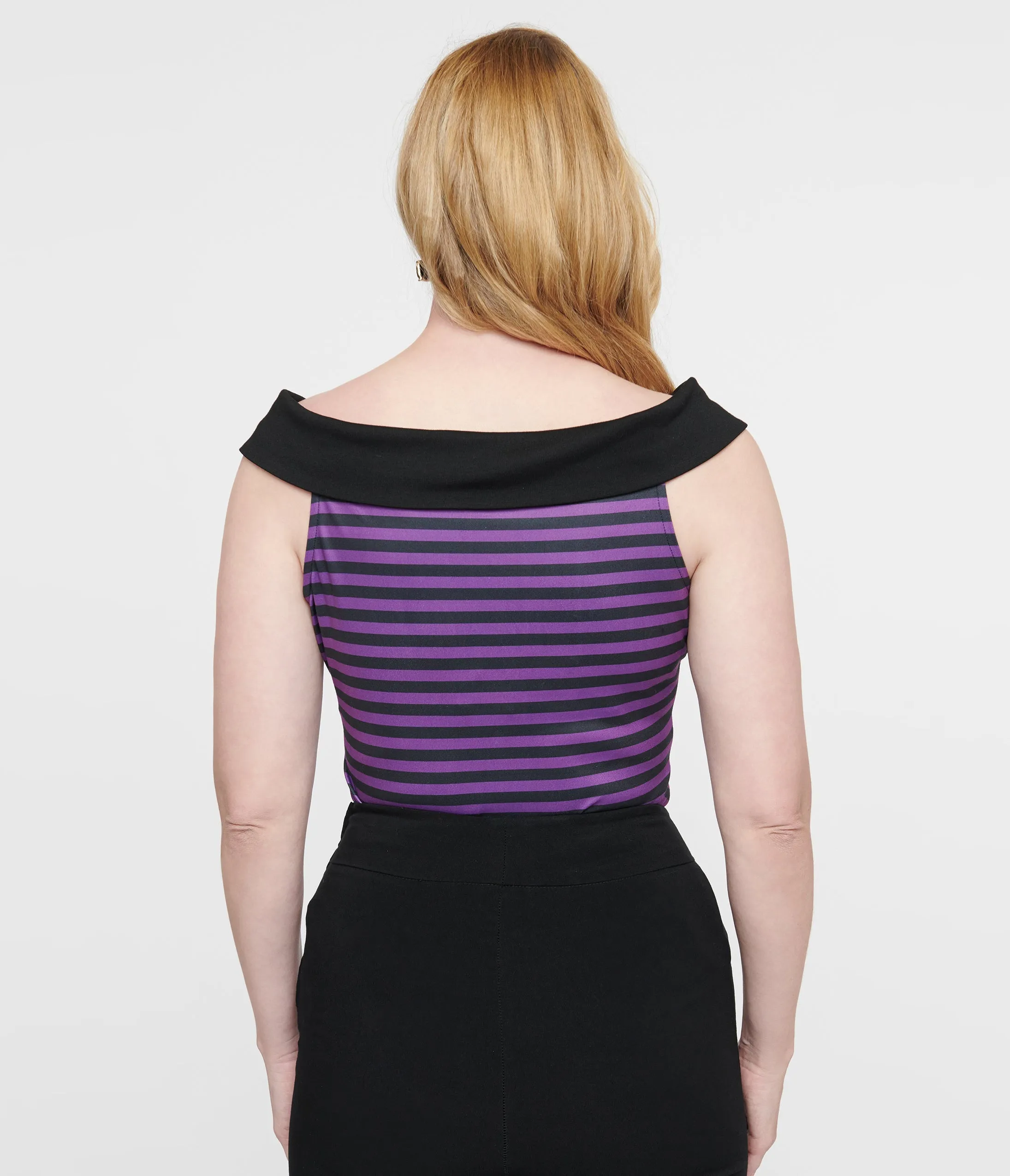 Unique Vintage 1950s Black & Purple Stripe Maraschino Top