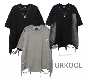 URKOOL  |Street Style Plain Cotton Short Sleeves Oversized