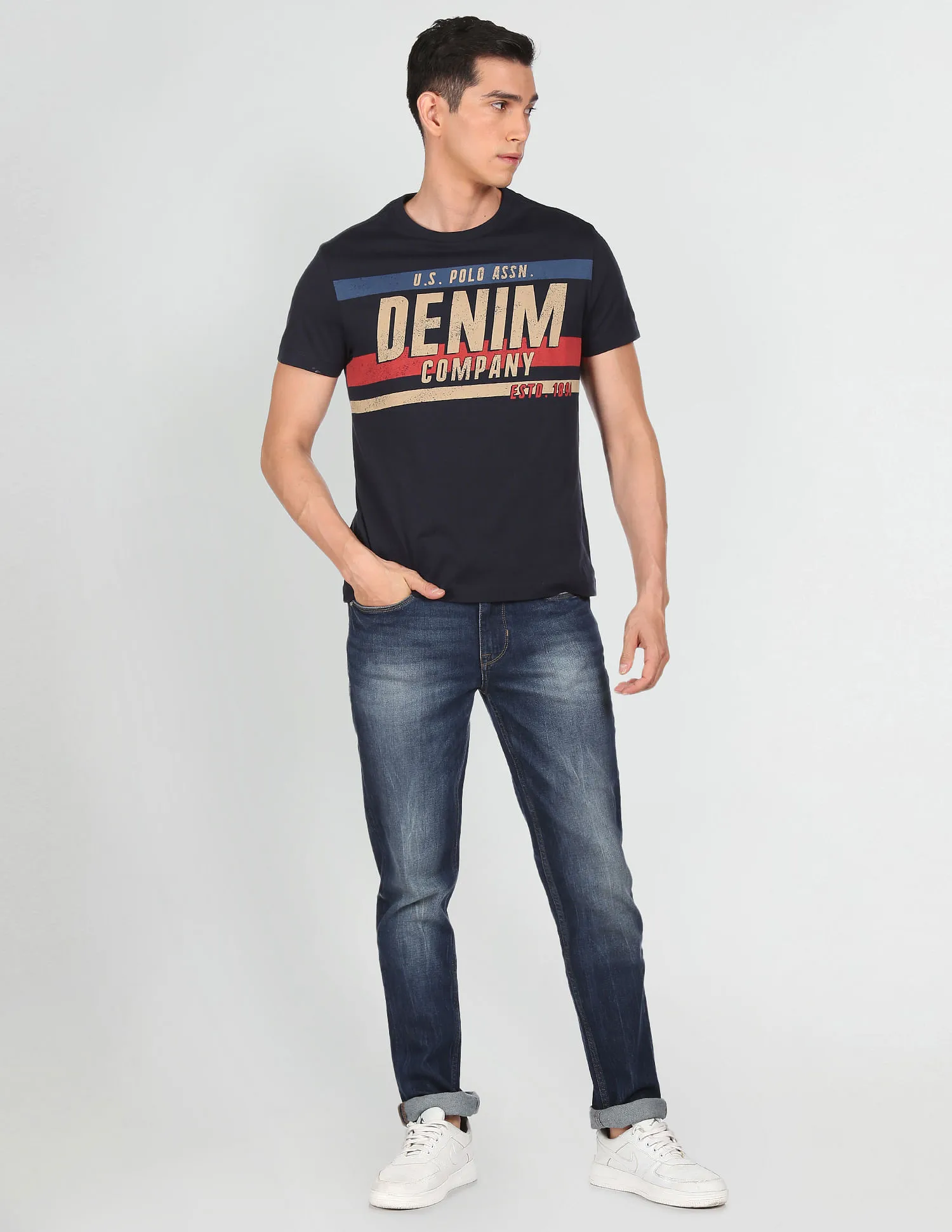 U.S. Polo Assn. Denim Co. Pure Cotton Brand Print T-Shirt