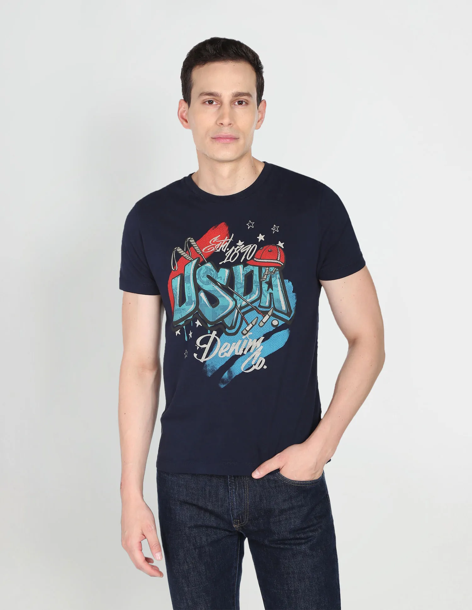 U.S. Polo Assn. Denim Co. Pure Cotton Graphic Print T-Shirt