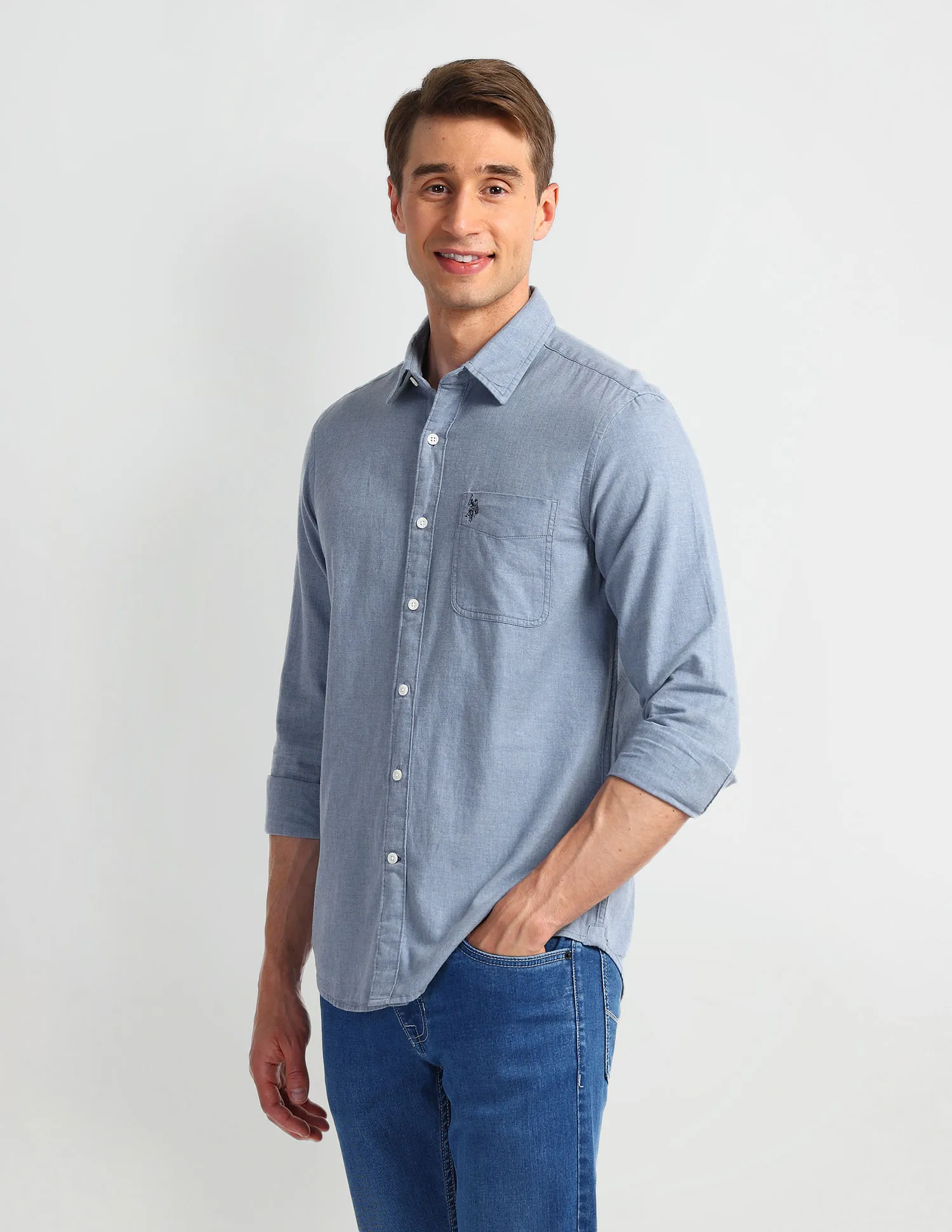 U.S. Polo Assn. Denim Co. Pure Cotton Slim Fit Shirt