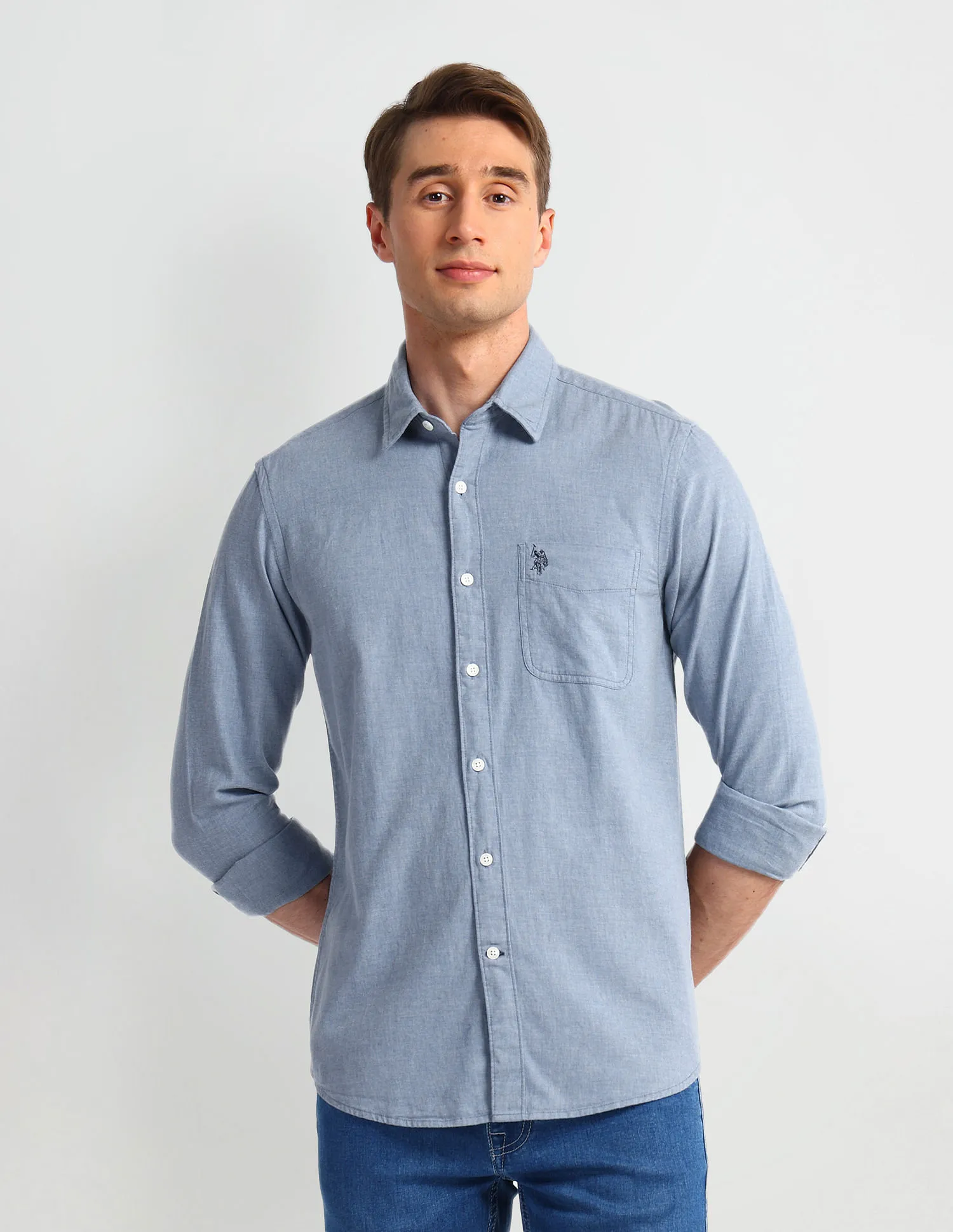 U.S. Polo Assn. Denim Co. Pure Cotton Slim Fit Shirt