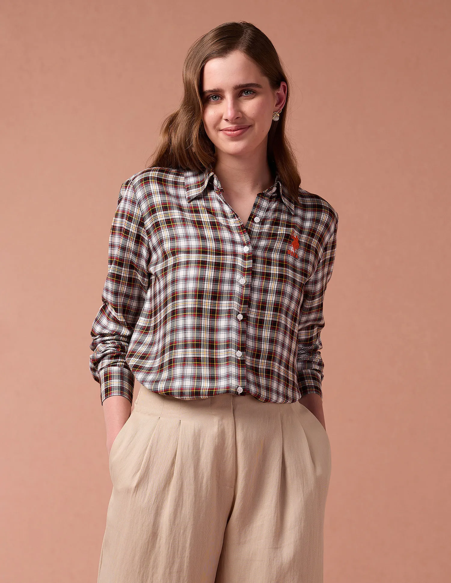 U.S. Polo Assn. Women Tartan Check Pure Cotton Shirt