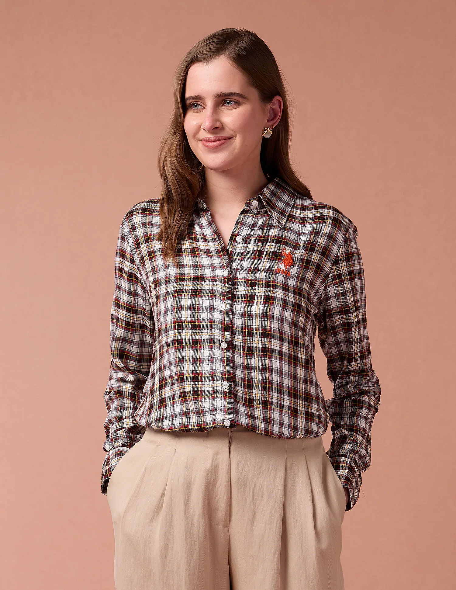 U.S. Polo Assn. Women Tartan Check Pure Cotton Shirt