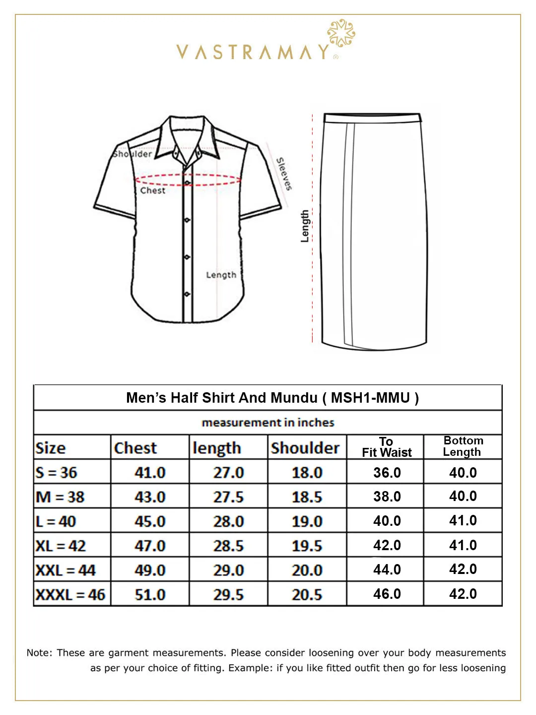 VASTRAMAY Men's White Pure Cotton Shirt And Mundu Set