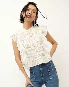 VERONICA BEARD Capriana Embroidered Top