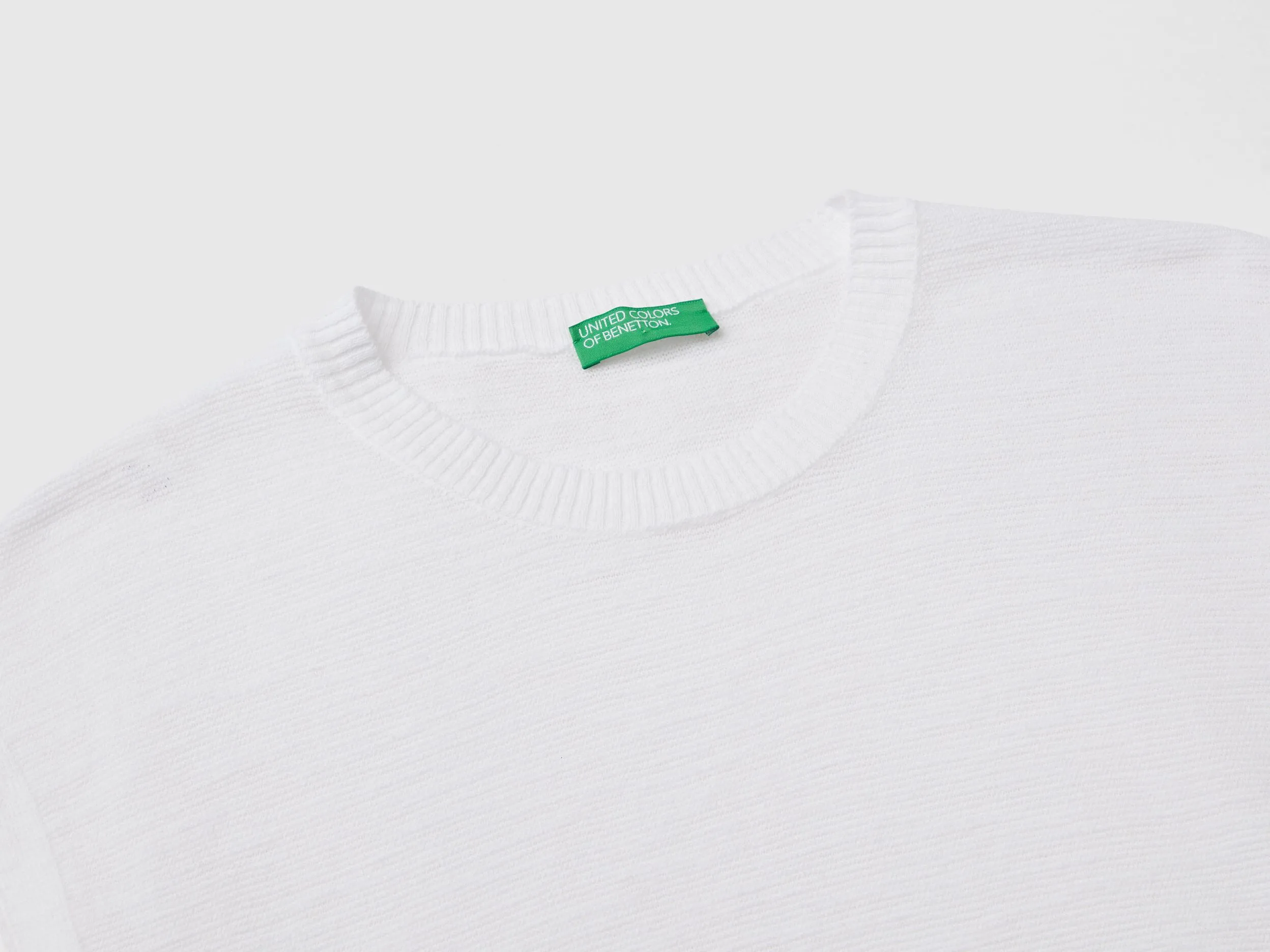 Vest in cotton and linen blend - White | Benetton