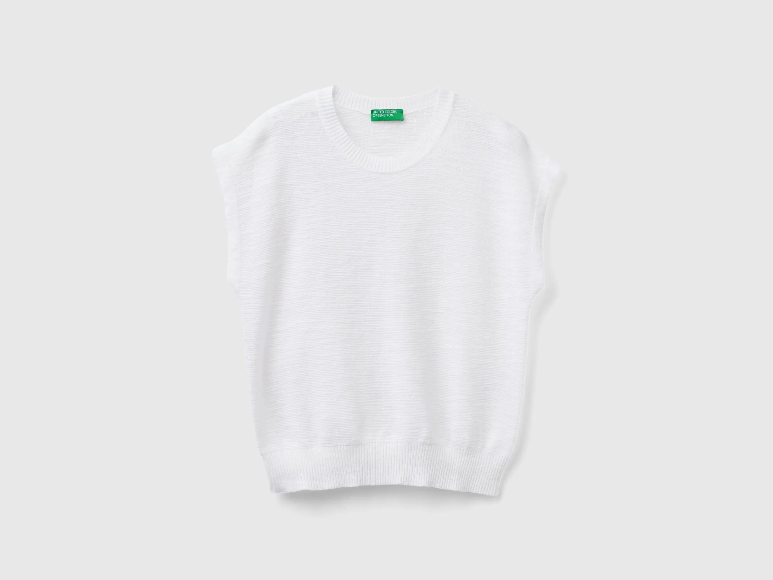 Vest in cotton and linen blend - White | Benetton