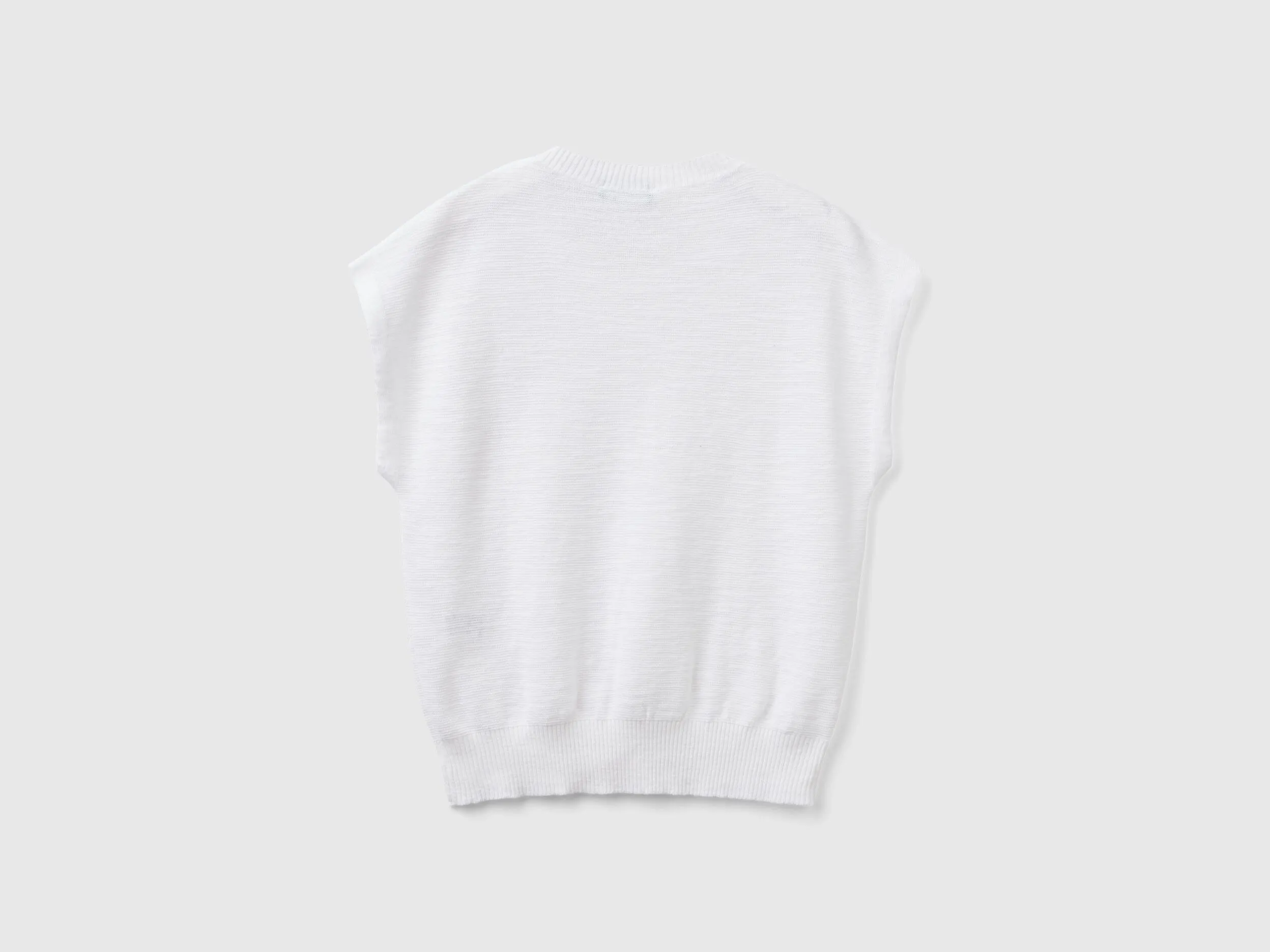 Vest in cotton and linen blend - White | Benetton