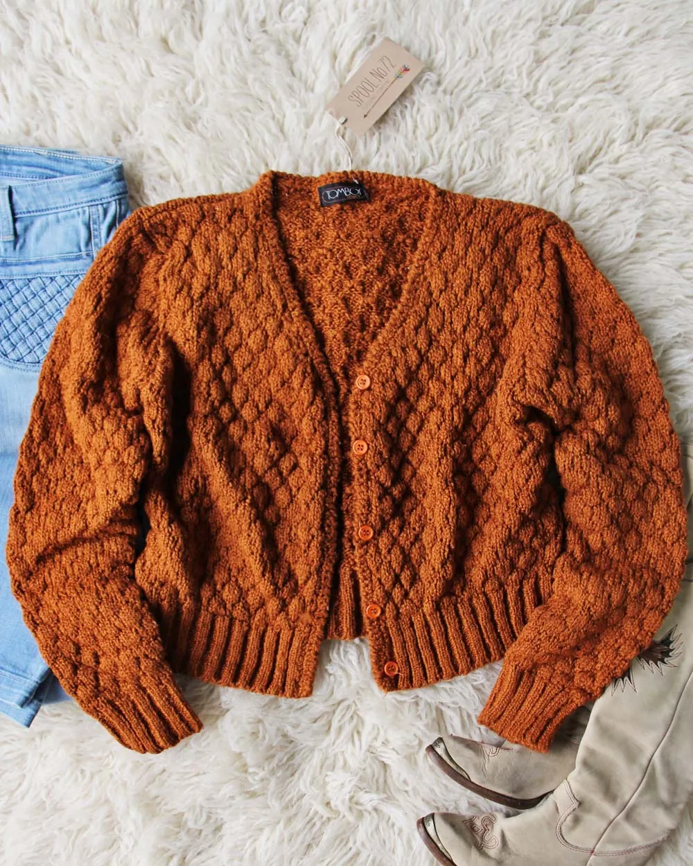 Vintage 70's Rust Nubby Knit Sweater