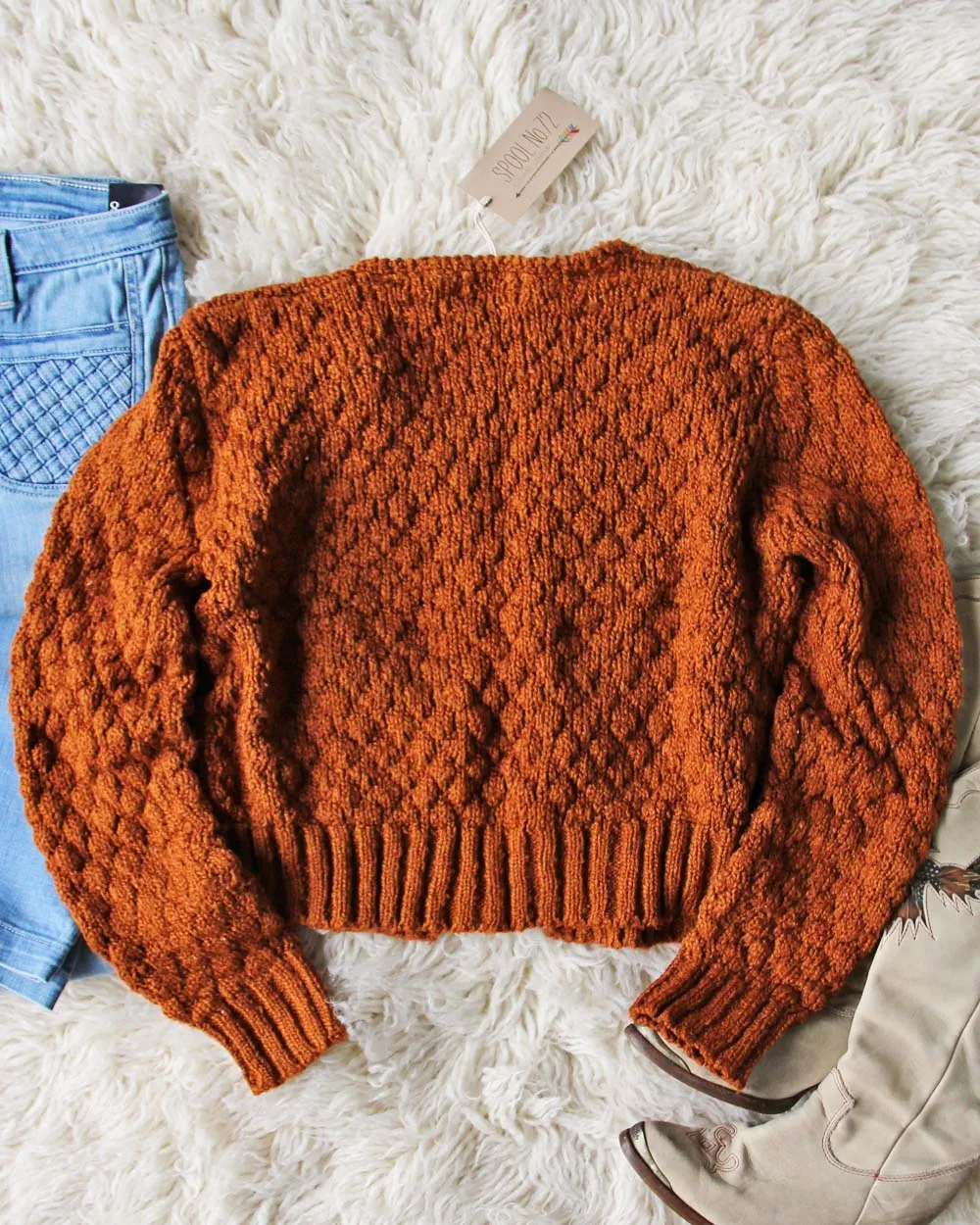 Vintage 70's Rust Nubby Knit Sweater