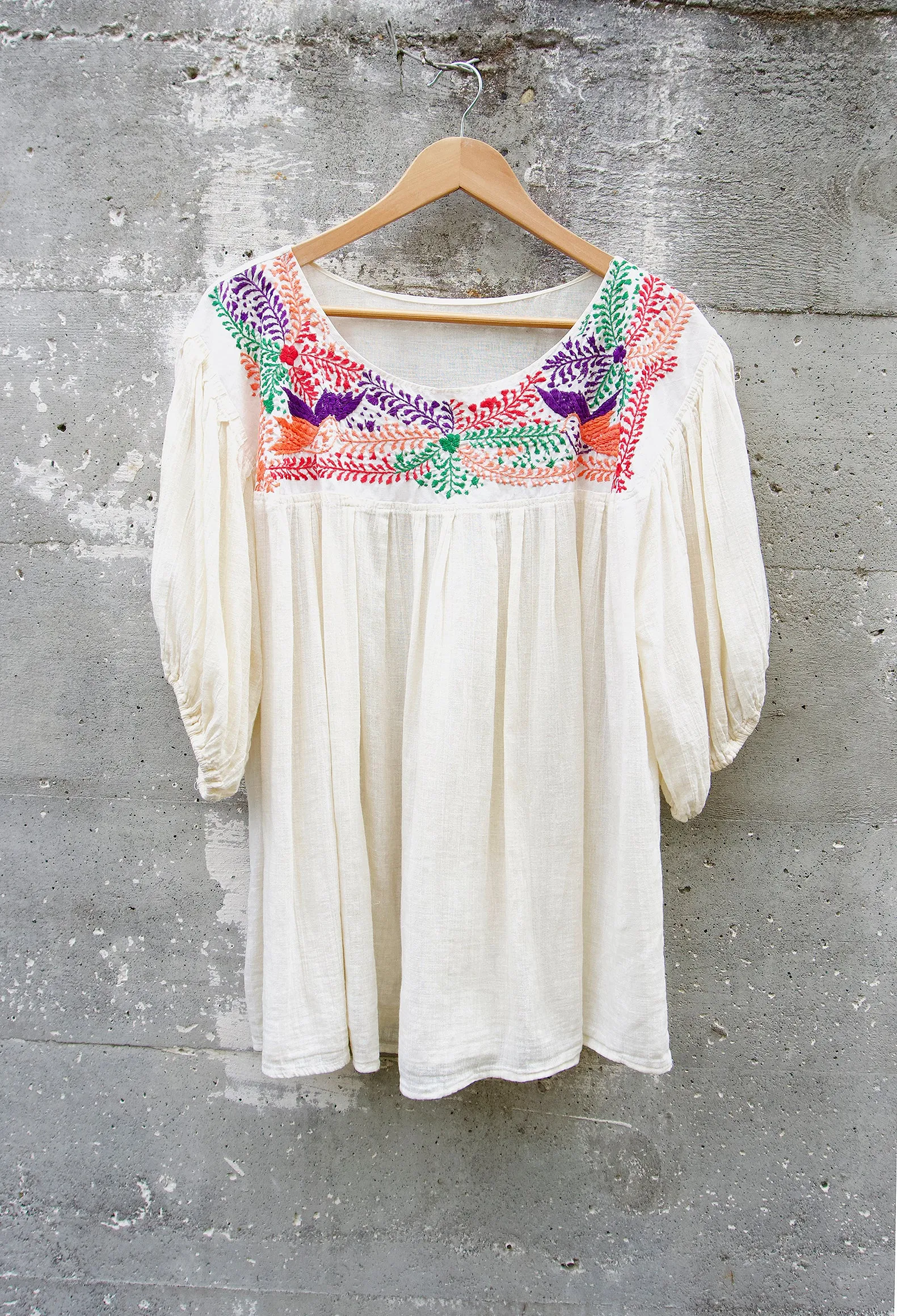 Vintage Cotton Gauze Embroidered Top