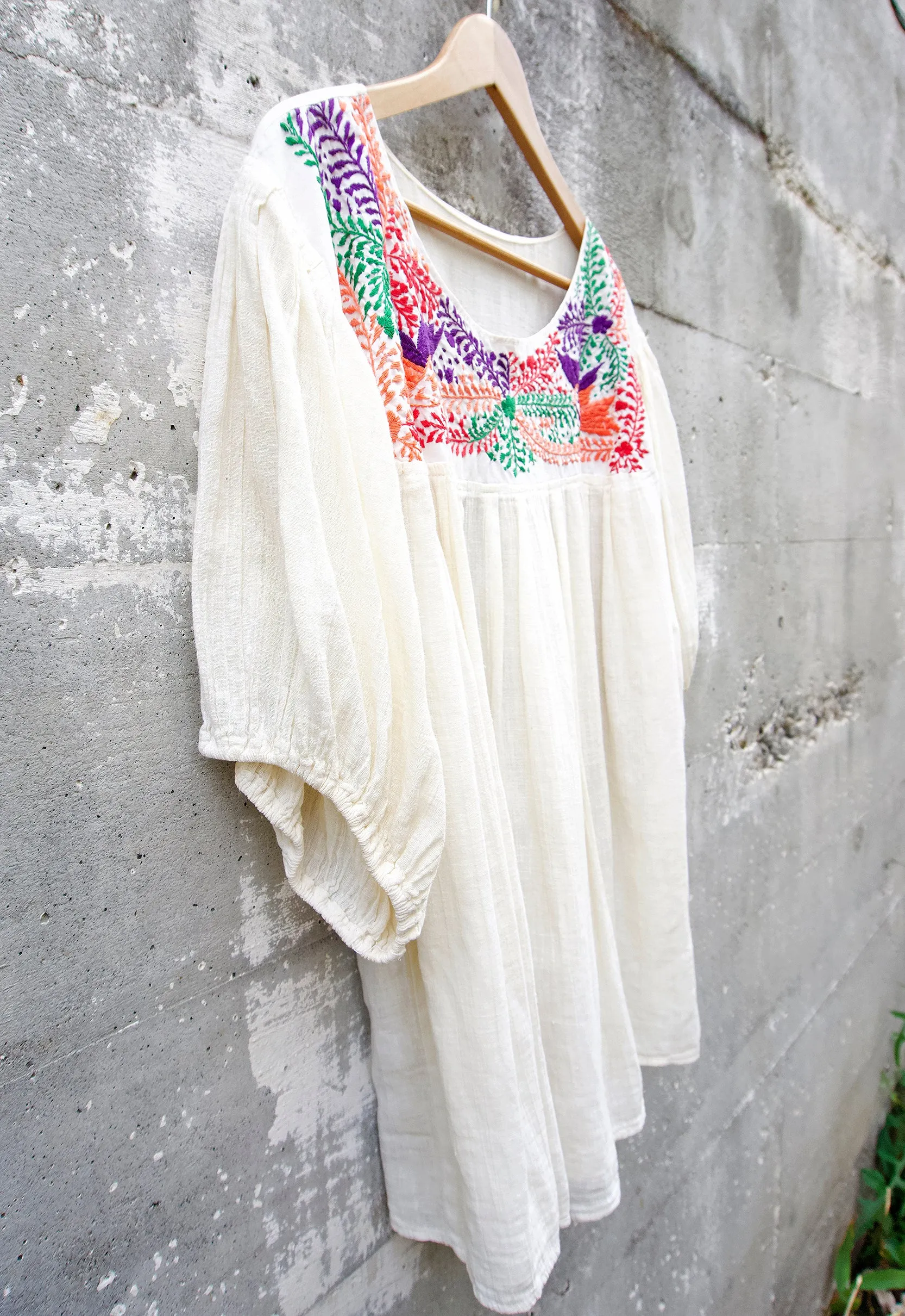 Vintage Cotton Gauze Embroidered Top