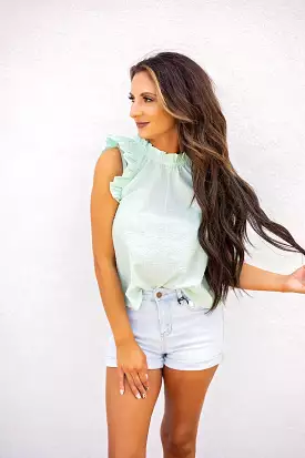 What About Now Flutter Sleeve Top - Mint