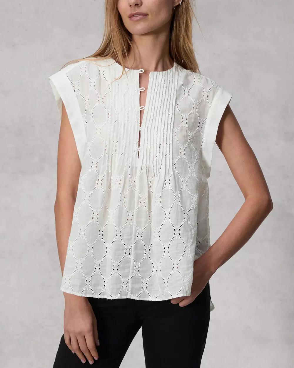 White Embroidered Gabby Top