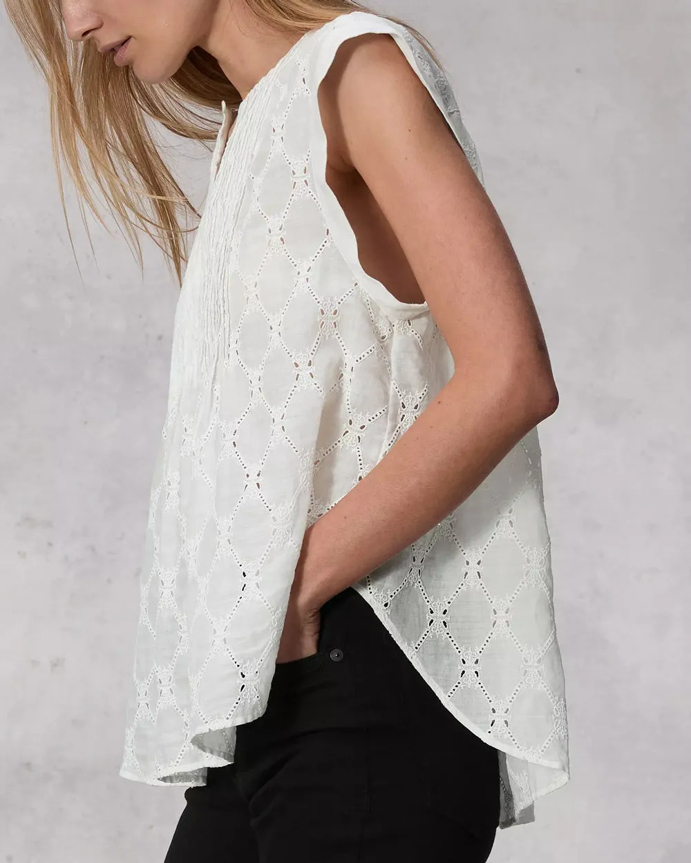 White Embroidered Gabby Top