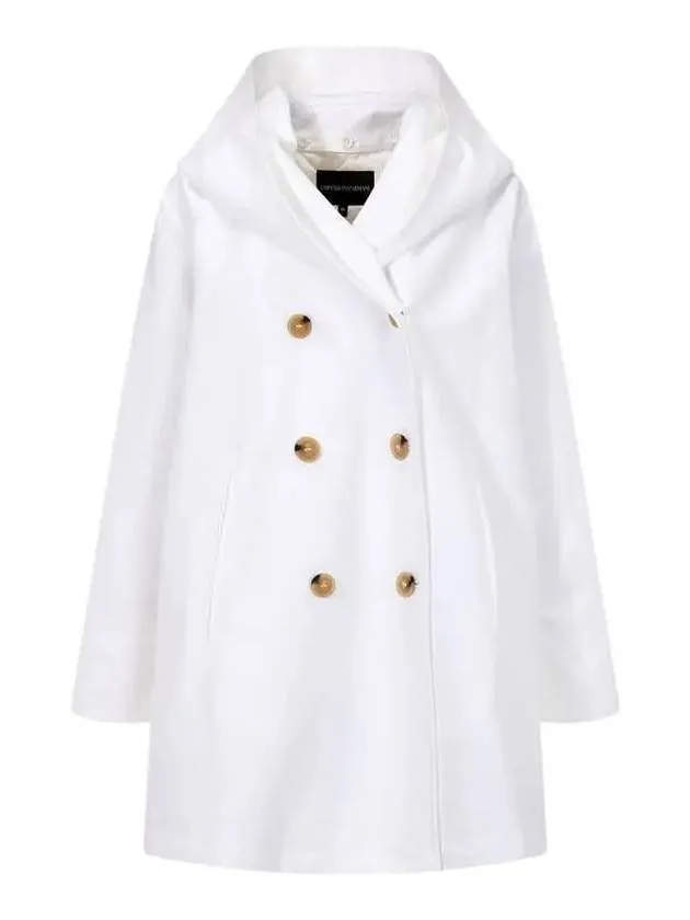 Women s hooded shawl collar double coat white 270387