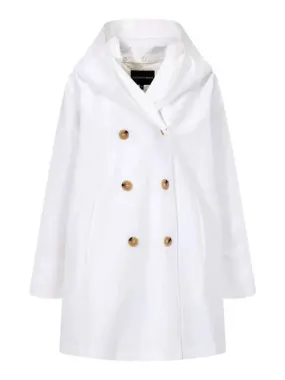 Women s hooded shawl collar double coat white 270387