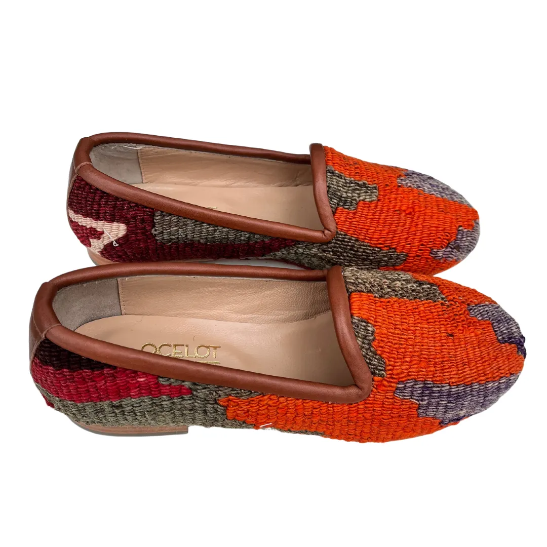 Women's Turkish Kilim Loafer | Orange with Purple & Tan