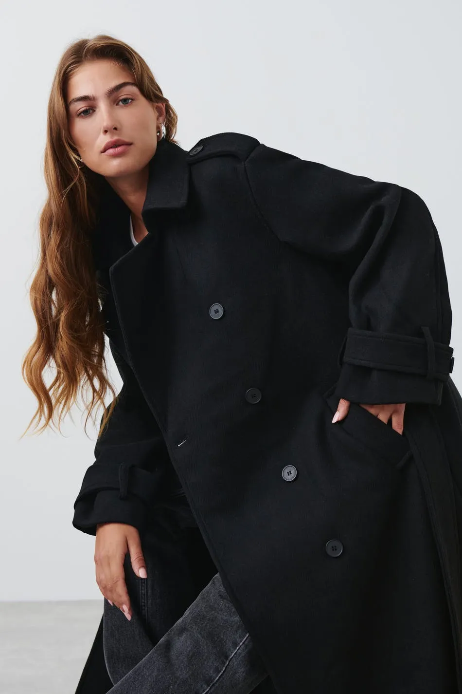 Wool blend trench coat