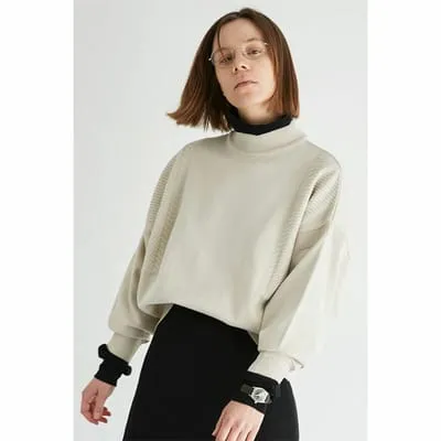 YASHIKI Akizora Mock Neck Knit Pearl Grey